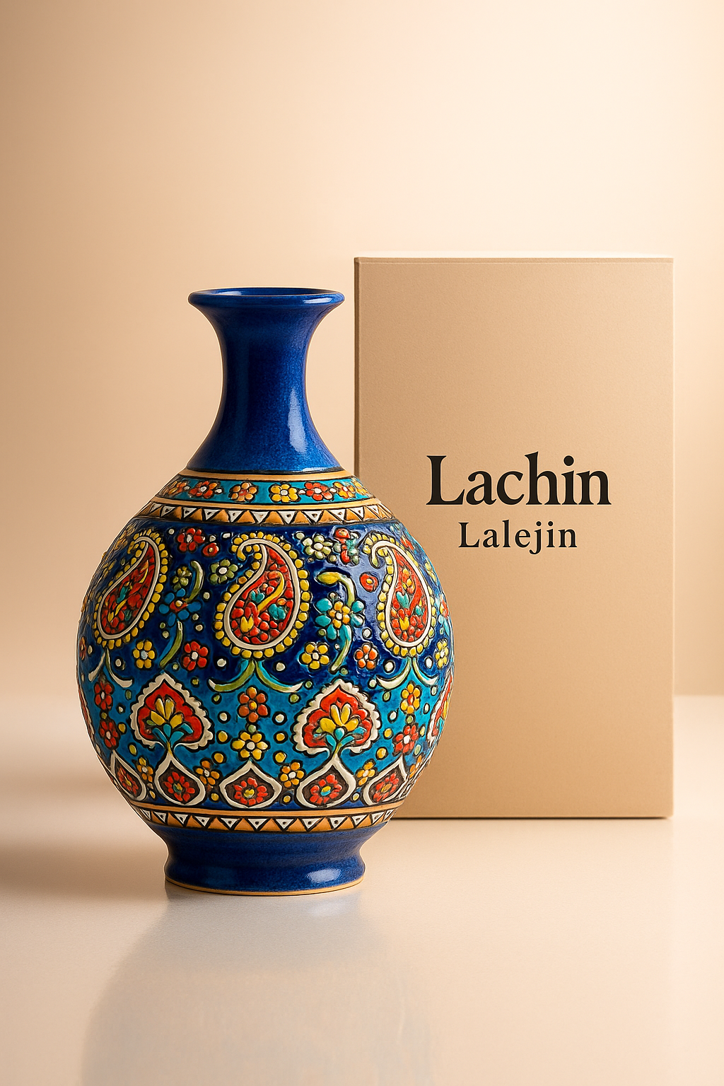 گلدان میناکاری نقش برجسته